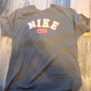 Nike Kids Charcoal Gray T-Shirt with Red Logo